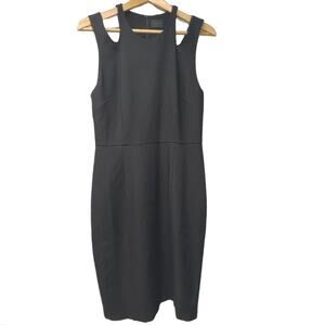 Pure Navy Blue Womens Sleeveless Sheath Career Work Dress Stretch Size 8